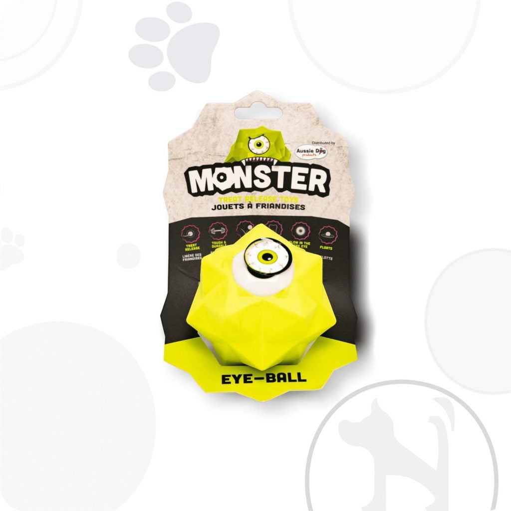 Aussie Dog Monster Treat Ball Interactive Dog Toy Yellow