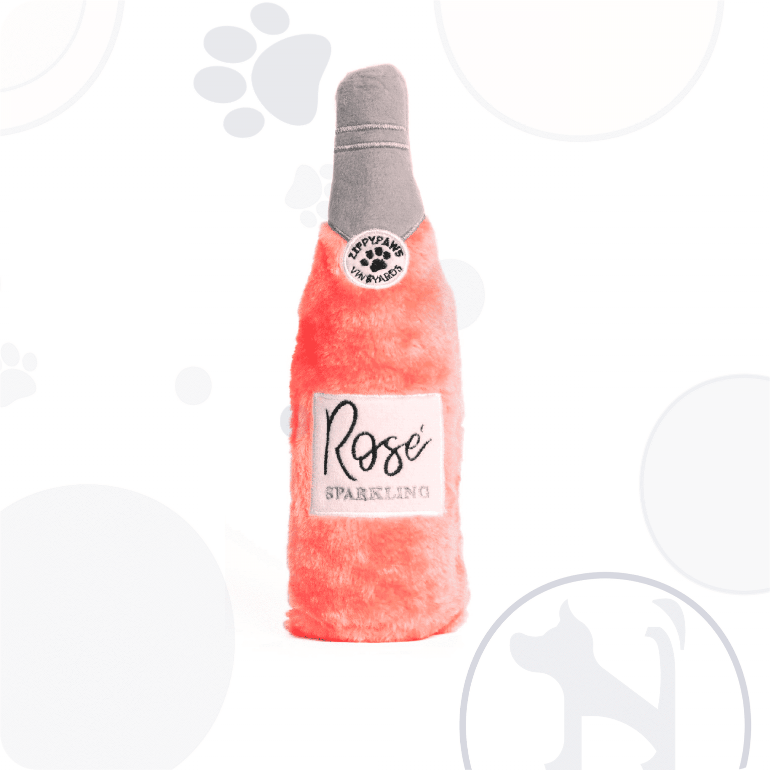 Zippy Paws Happy Hour Crusherz Dog Toy Novetly Rose Bottle