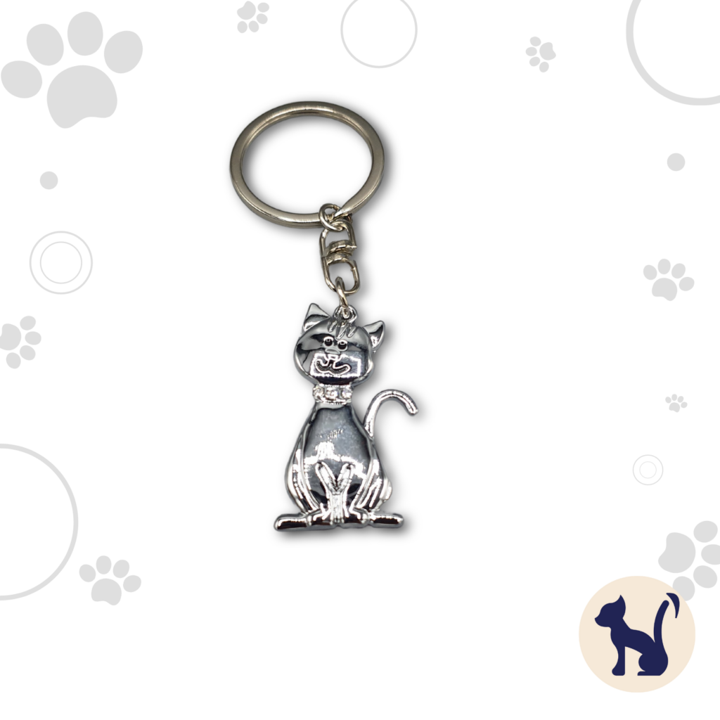 Cute Cat with Diamante Collar Keyring Gifts for Cat Lovers